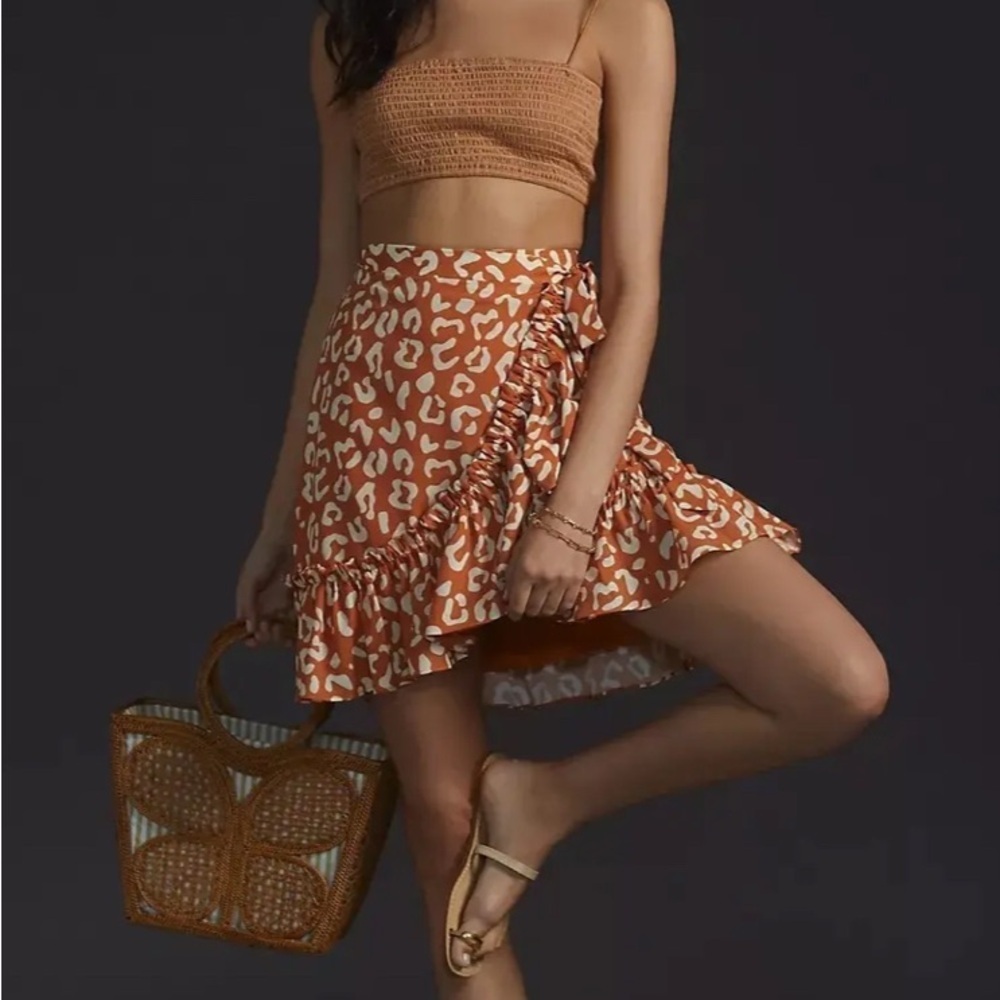 Anthropologie Hutch Leopard Wrap skirt
